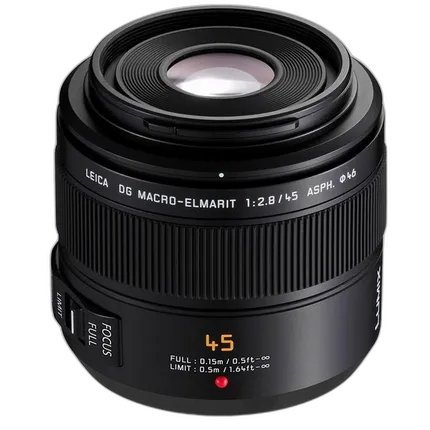 Panasonic Lumix G 45mm f/2.8 ASPH. Short Telephoto Lens - Black