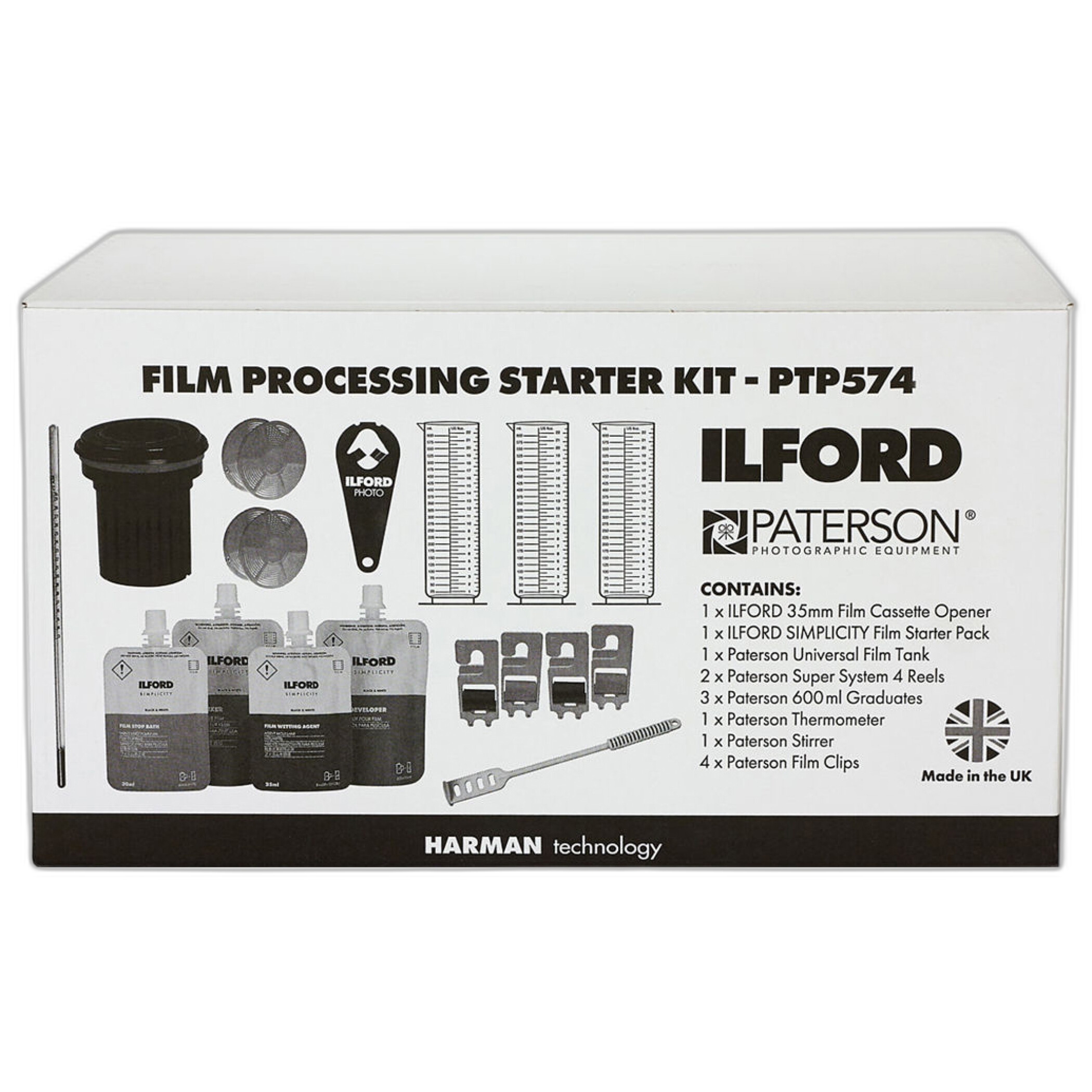 Paterson Ilford Film Processing Starter Kit contents