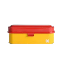 Kodak steel 135 film case w/ red lid and yellow body 1
