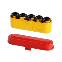 Kodak steel 135 film case w/ red lid and yellow body 6