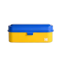 Kodak steel 135 film case w/ blue lid and yellow body 1