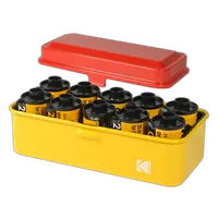 Kodak steel 120/135 film case w/ red lid and yellow body 4