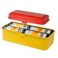 Kodak steel 120/135 film case w/ red lid and yellow body 5