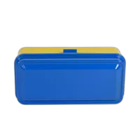 Kodak steel 120/135 film case w/ blue lid and yellow body 1