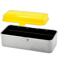 Kodak steel 120/135 film case w/ yellow lid and silver body 1