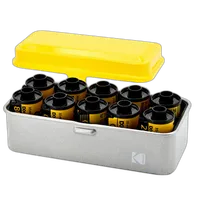 Kodak steel 120/135 film case w/ yellow lid and silver body 3