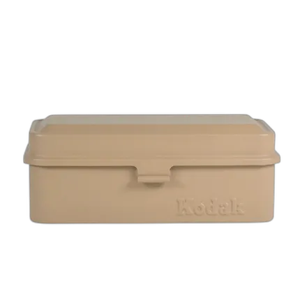 Kodak steel 120/135 film case w/ beige lid and beige body