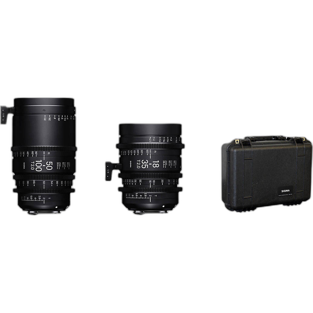 Sigma 18-35mm T2 and 50-100mm T2 Fully Luminous Lenses with Case for Sony E