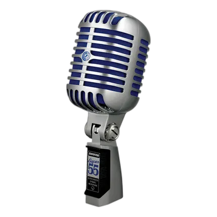 Shure Super 55 Supercardioid Dynamic Microphone (Chrome with Blue Foam)