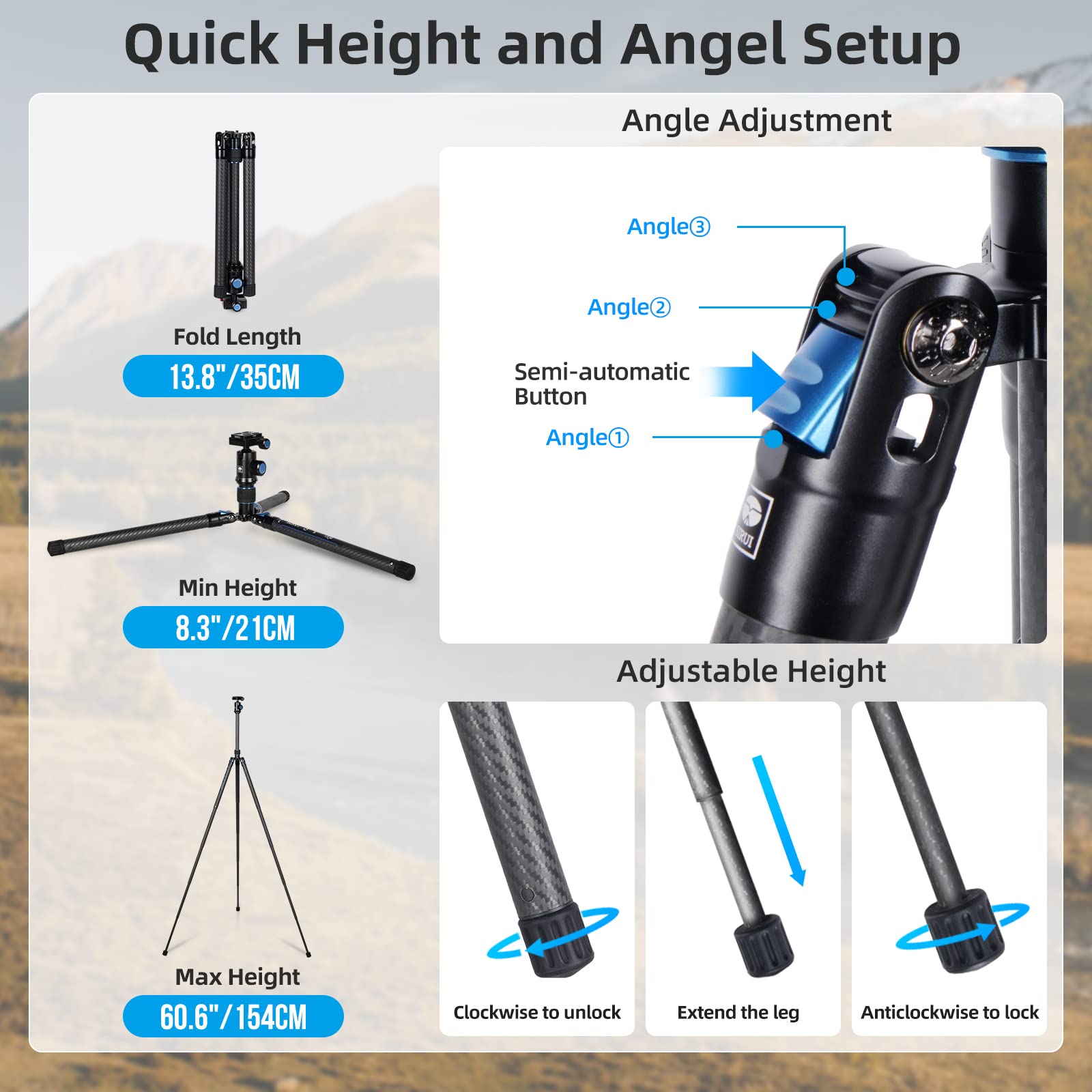 Sirui Traveler X-II Carbon Fiber Tripod Kit side view