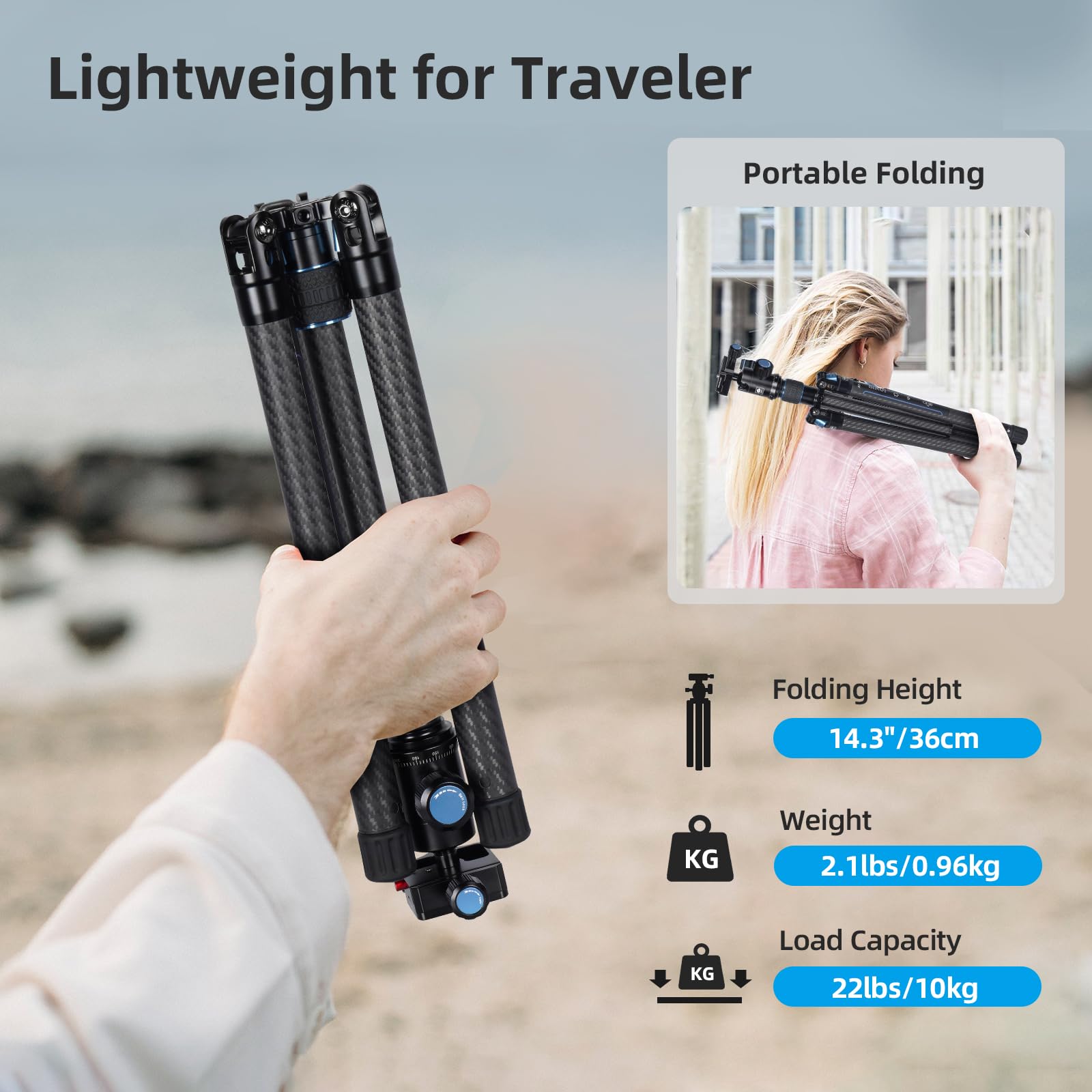 Sirui Traveler X-II Carbon Fiber Tripod Kit folded