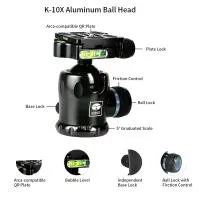 Sirui ST124 ST-Series Carbon Fiber Tripod with K-10X Arca-Type Ball Head 3