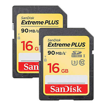 SanDisk Extreme Plus SDHC 16GB UHS U3 2 pack Global Class 10 Up To 90MB/s Re