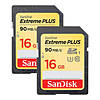 SanDisk Extreme Plus SDHC 16GB UHS U3 2 pack Global Class 10 Up To 90MB/s Re