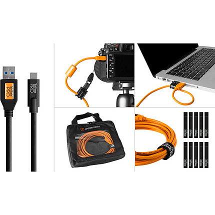 Tether Tools Starter Tether Kit w/ USB 3.0 to USB-C 15ft / 4.6m Black