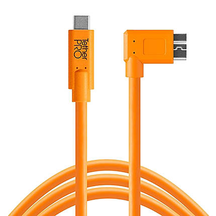 Tether Tools TetherPro USB-C to 3.0 Micro-B Right Angle Cable 15ft Orange