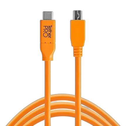 Tether Tools TetherPro USB-C to 2.0 Mini-B 5-Pin Cable 15ft Orange
