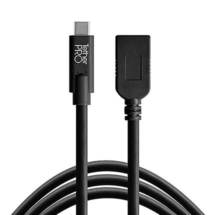 Tether Tools TetherPro USB-C to USB Female Adapter Extender 15ft Black