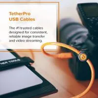 Tether Tool TetherPro USB 3.0 to USB-C Right Angle Adapter 20in Orange 1