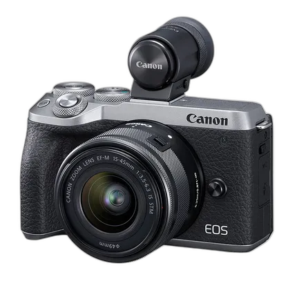 Used Canon M6 Mark II with 15-45mm Lens and Viewfinder - Excellent