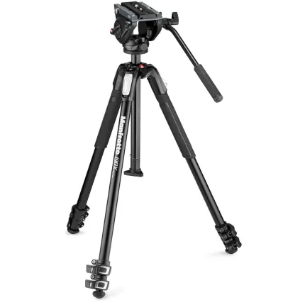 Used Manfrotto 190 Aluminum Tripod w/ MVH500A Fluid Head - Good