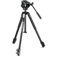 Used Manfrotto 190 Aluminum Tripod w/ MVH500A Fluid Head - Good 0