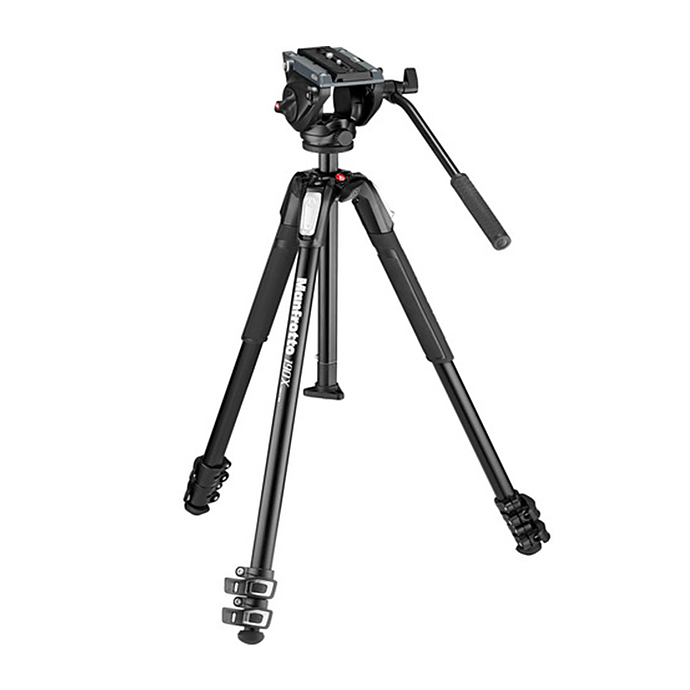 Used Manfrotto 190 Aluminum Tripod w/ MVH500A Fluid Head - Good