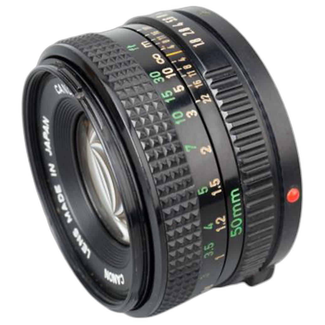 Used Canon FD 50mm f/1.8 lens front view