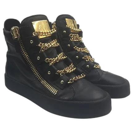 Giuseppe Zanotti Royce Gold Multi-Chain Sneakers Size 40 1/2