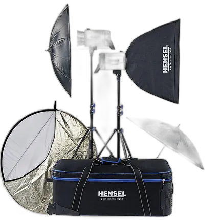 Used Hensel Integra Plus 2 Light Kit w/ Stands (1000 Total W/s) - Good