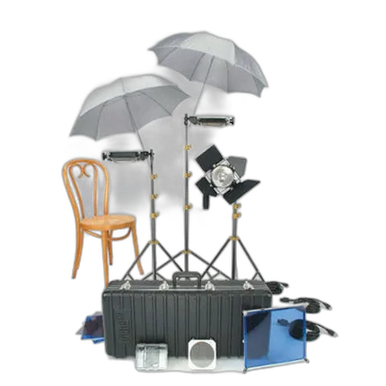 Used Lowel 4-Light Kit: 3 Tota, 1 Omni, 3 Stands, and Case - Good