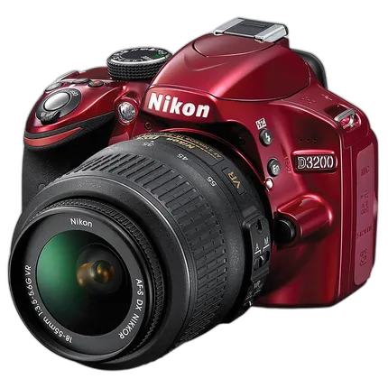 Used Nikon D3200 w/ 18-55mm VR (Red) - Good