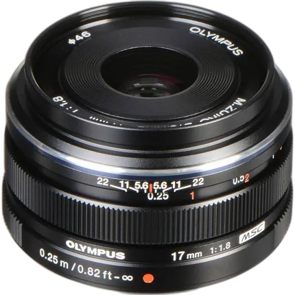 Used Olympus M.Zuiko Digital 17mm f/1.8 Wide Angle Lens (Black) - Like New