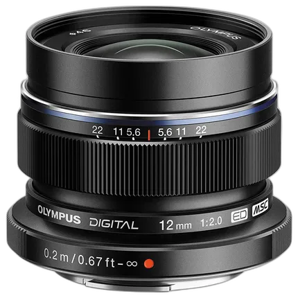 Used Olympus M.Zuiko Digital ED 12mm f/1:2.0 Wide Angle Lens (Black) - Like