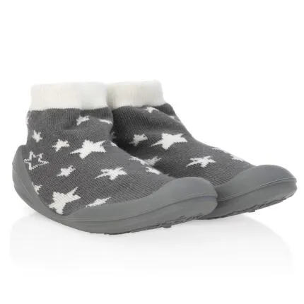 Nuby Baby Rubber Shoes Large Gray Stars Only