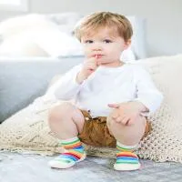Nuby Baby Rubber Shoes Medium Whiteredyellowblue Stripes 1