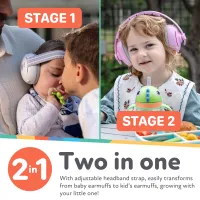  2 In 1 Baby Earmuffs Pink Hard And Elastic Headband 2