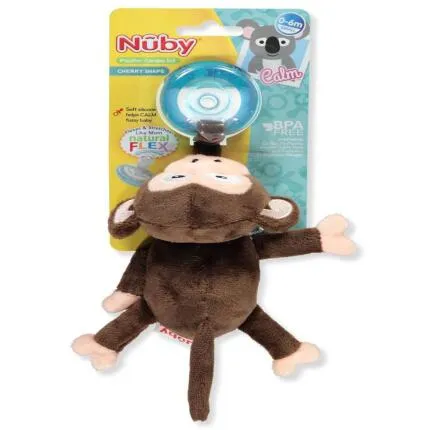 Nuby Snoozie Plush-Monkey Pacifier 0-6 Mos. In Sealed Polybag