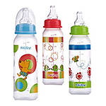 Nuby 8oz Clear Round with Silicone Nipple Printed Bottle
