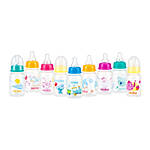 Nuby 4oz Clear Round with Silicone Nipple Printed Bottle