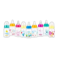 Nuby 4oz Clear Round with Silicone Nipple Printed Bottle 0