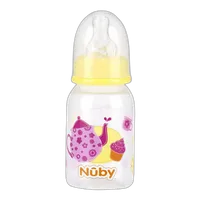 Nuby 4oz Clear Round with Silicone Nipple Printed Bottle 1