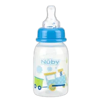 Nuby 4oz Clear Round with Silicone Nipple Printed Bottle 3