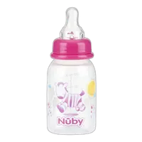 Nuby 4oz Clear Round with Silicone Nipple Printed Bottle 4
