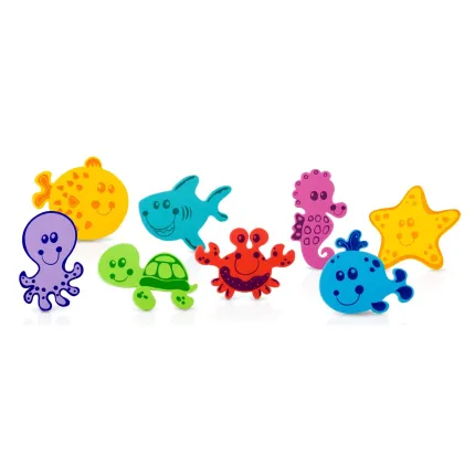 16PC. BATH TUB FOAM ANIMAL EMBOSSED ROUND FLAT PLATE
