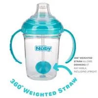 Nuby 8Oz 2 Handle Tritan Spout 360 Weighted Straw Aqua Only 4