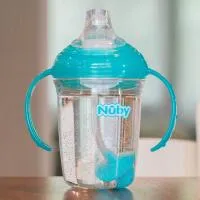 Nuby 8Oz 2 Handle Tritan Spout 360 Weighted Straw Aqua Only 6