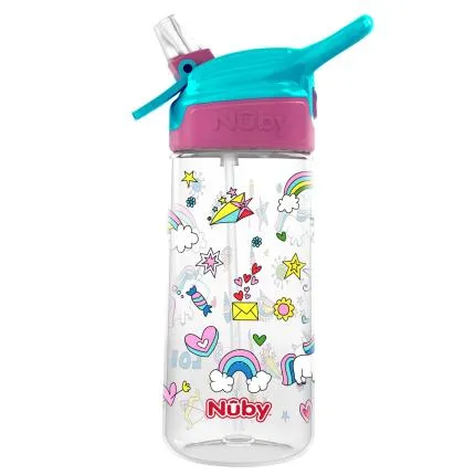 Nuby 18Oz Flip-It Reflex Straw Cup Unicorn Prints Only
