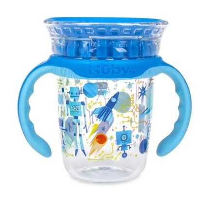 Nuby 8Oz Robot Tritan Smart Cup Handles 360 With Cover