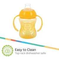 Nuby 3Pk 8Oz 2 Handle Cup Spout Yellow Aqua And Coral 3